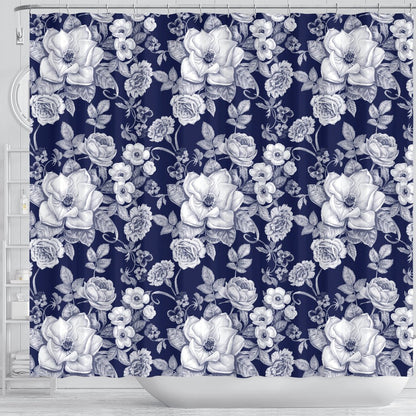Floral Infrared Pattern Shower Curtain