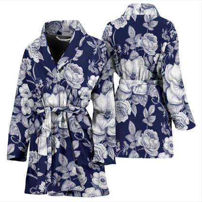 Floral Infrared Pattern Women Bath Robe
