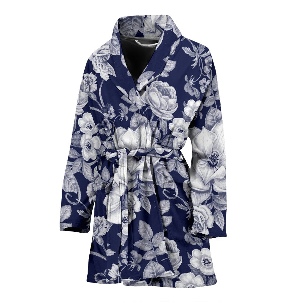 Floral Infrared Pattern Women Bath Robe