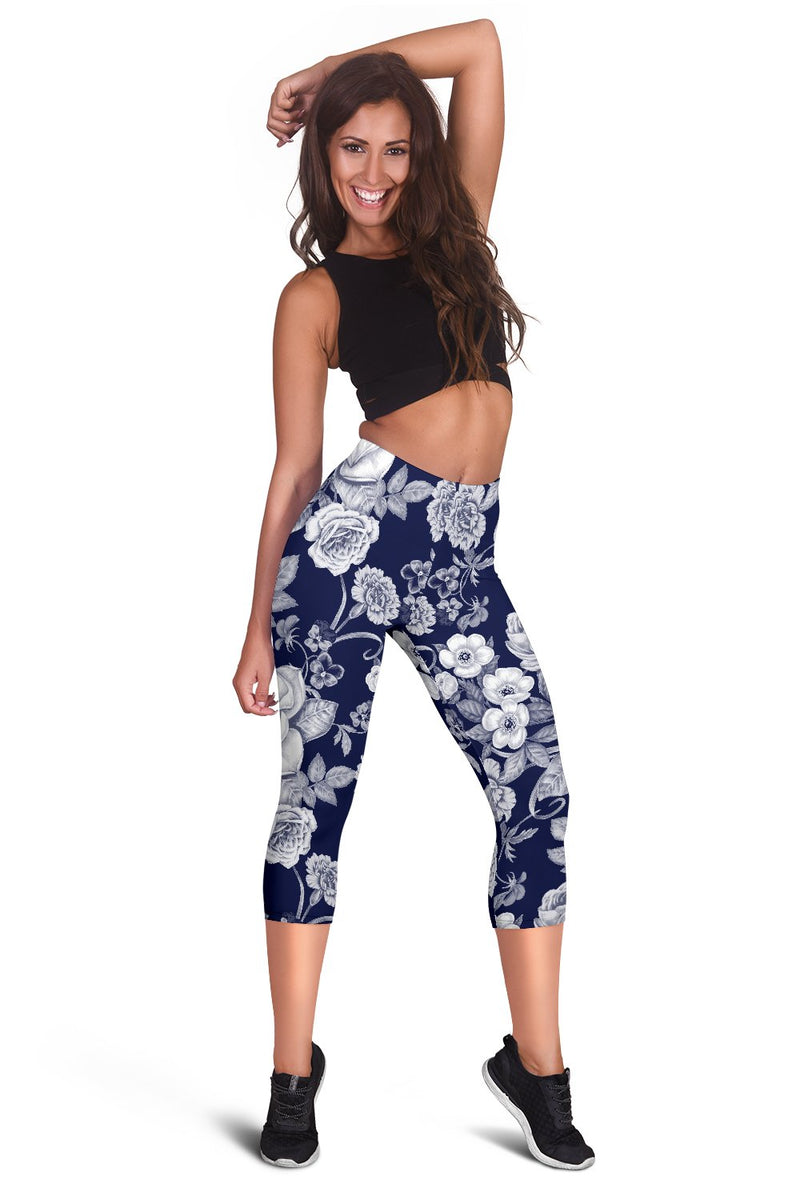 Floral Infrared Pattern Women Capris