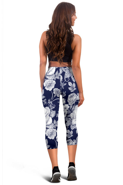 Floral Infrared Pattern Women Capris