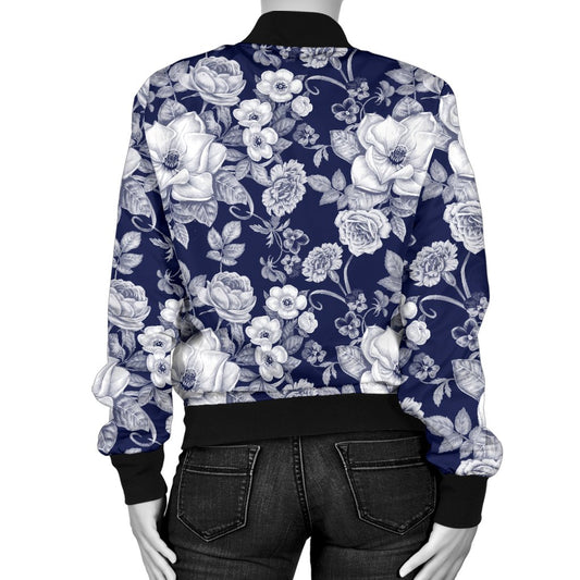 Floral Infrared Pattern Women Casual Bomber Jacket