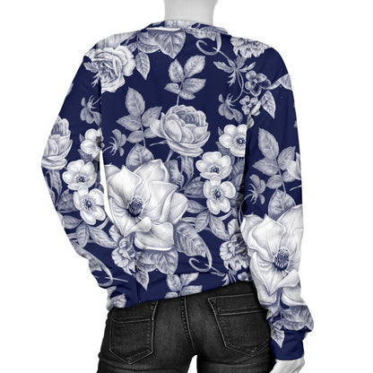 Floral Infrared Pattern Women Crewneck Sweatshirt