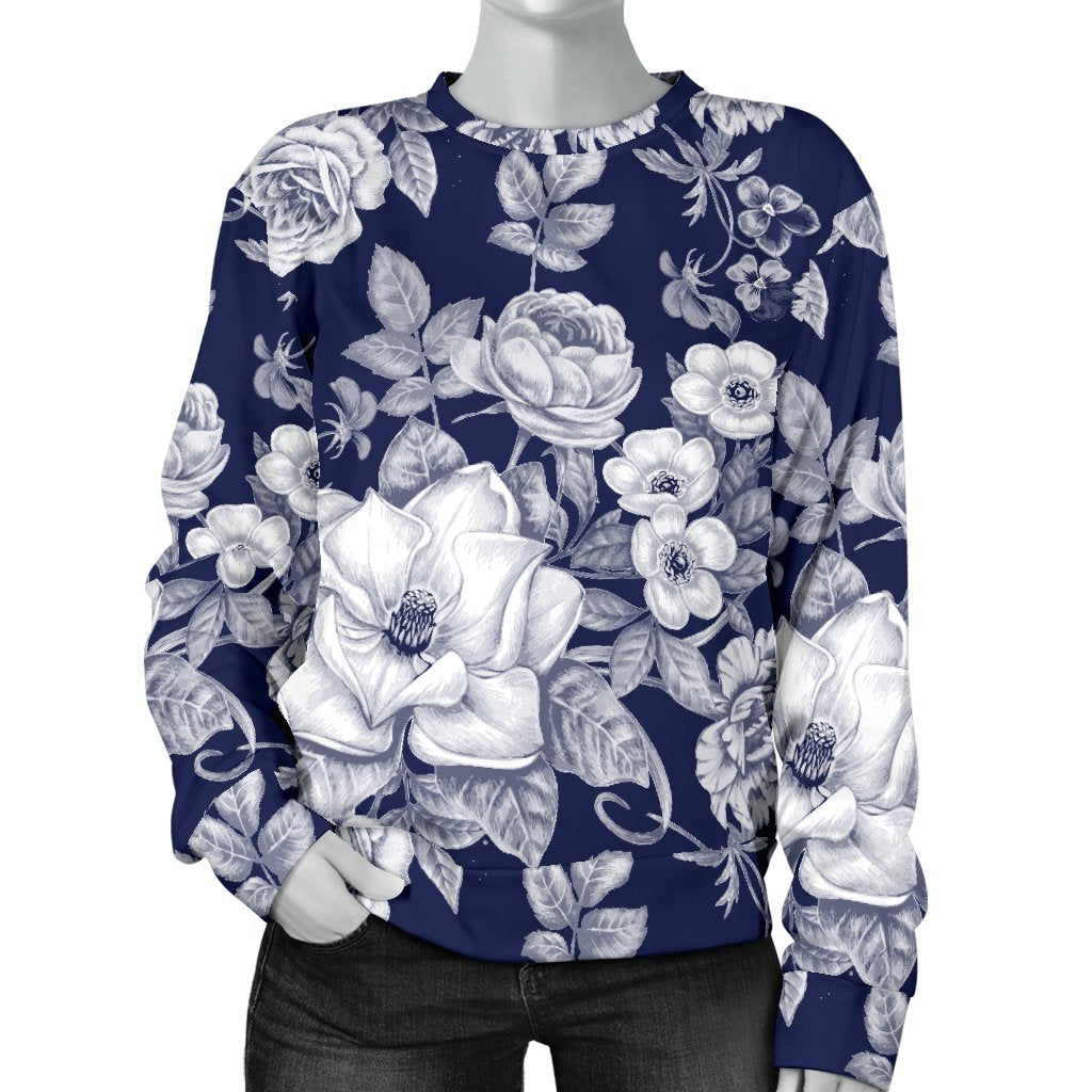 Floral Infrared Pattern Women Crewneck Sweatshirt