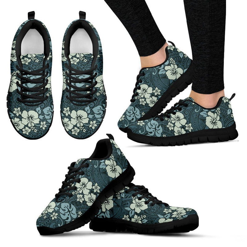 Flower Hawaiian Hibiscus Style Print Pattern Women Sneakers Shoes