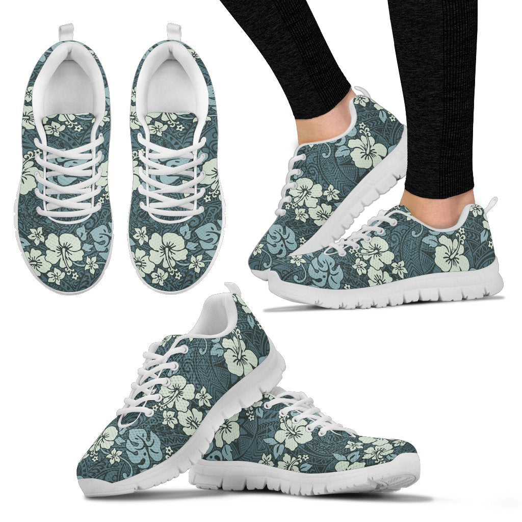 Flower Hawaiian Hibiscus Style Print Pattern Women Sneakers Shoes