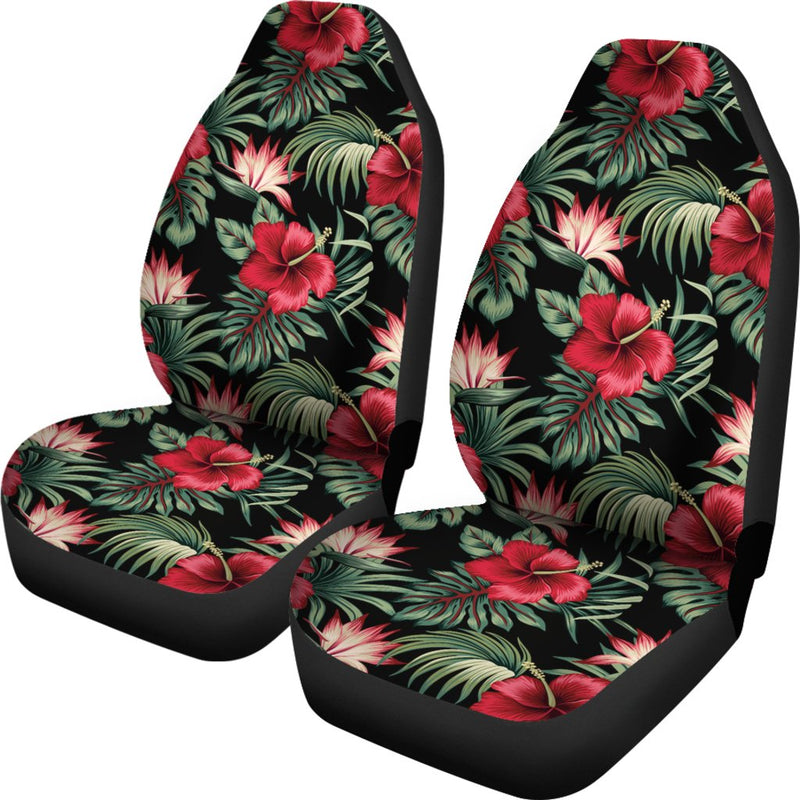 Flower Hawaiian Red Hibiscus Design Print Universal Fit Car Seat Covers