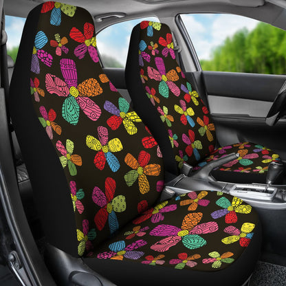 Flower Power Colorful Print Pattern Universal Fit Car Seat Covers