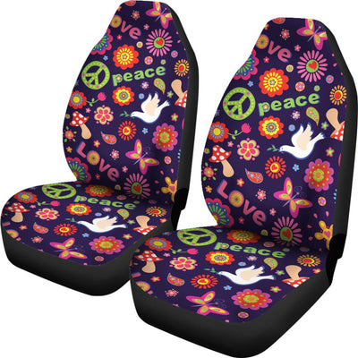 Flower Power Peace Design Print Universal Fit Car Seat Covers