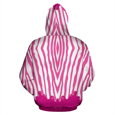 Flowing Pink paint Zebra All Over Print Hoodie