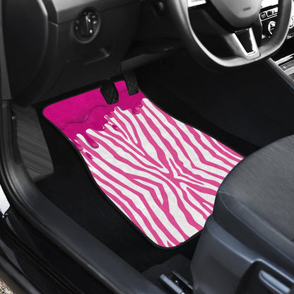 Flowing Pink paint Zebra Car Floor Mats