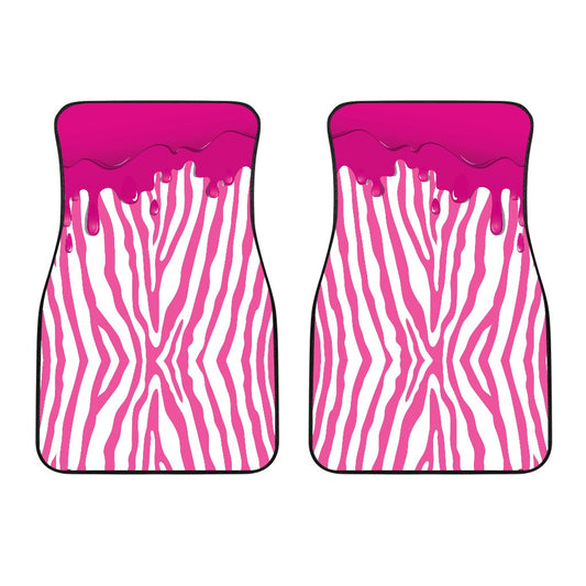 Flowing Pink paint Zebra Car Floor Mats