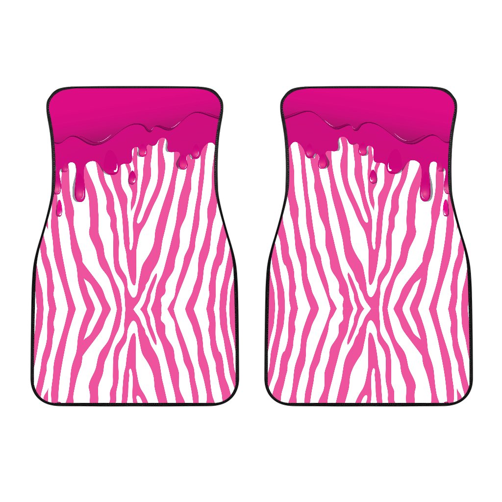 Flowing Pink paint Zebra Car Floor Mats