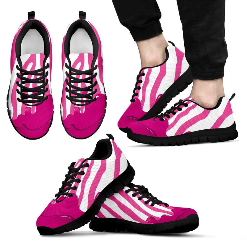 Flowing Pink paint Zebra Men Sneakers