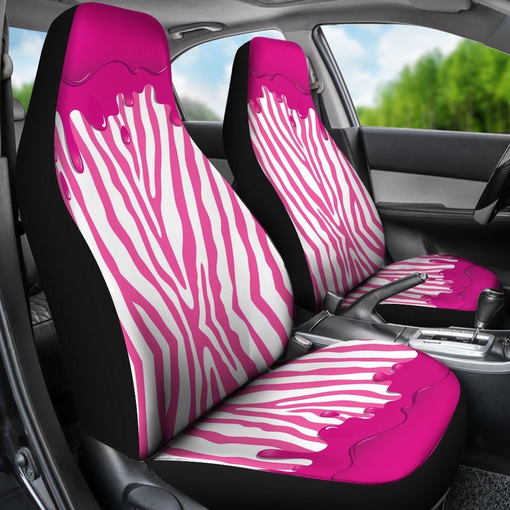Flowing Pink paint Zebra Universal Fit Car Seat Covers