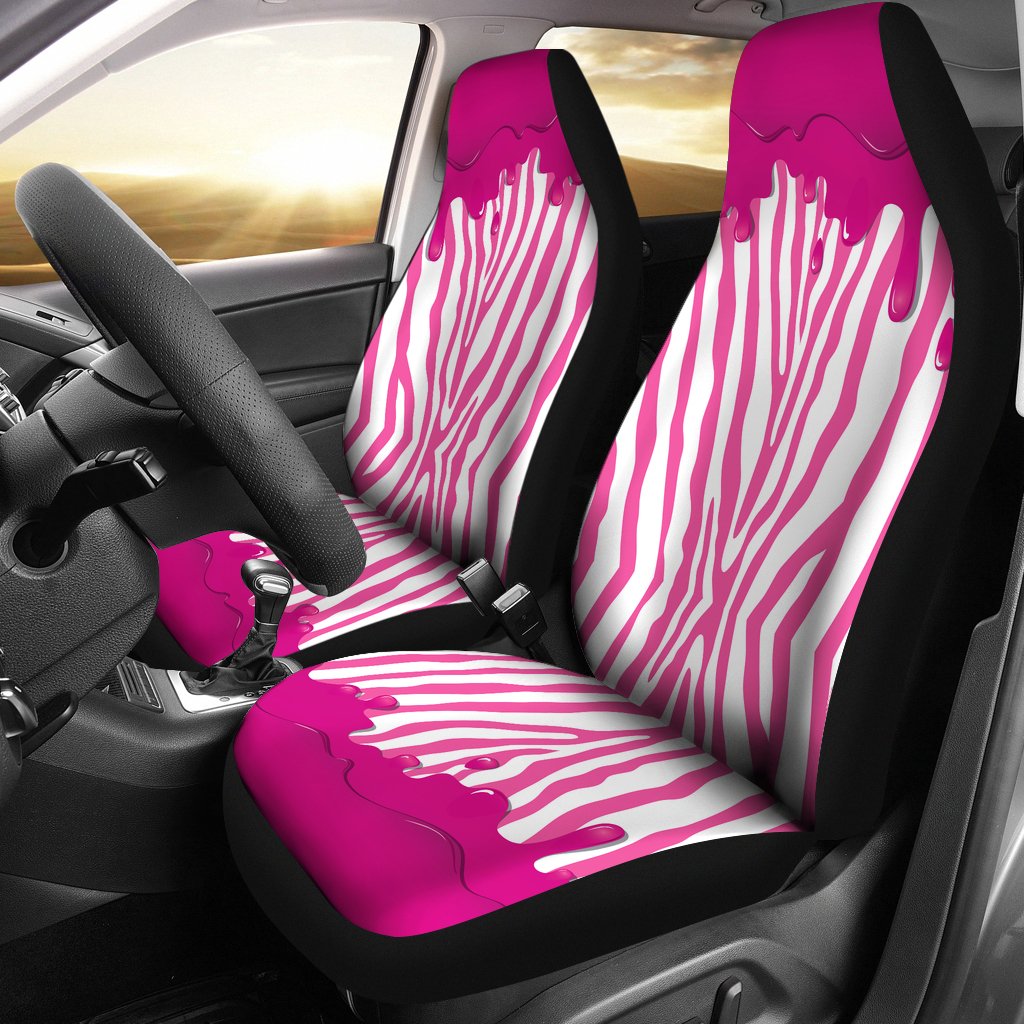 Flowing Pink paint Zebra Universal Fit Car Seat Covers