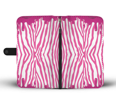 Flowing Pink Paint Zebra Wallet Phone Case