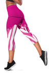 Flowing Pink Paint Zebra Women Capris