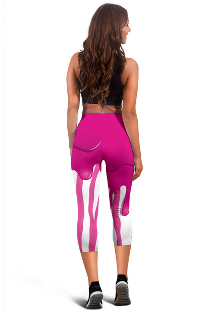 Flowing Pink Paint Zebra Women Capris