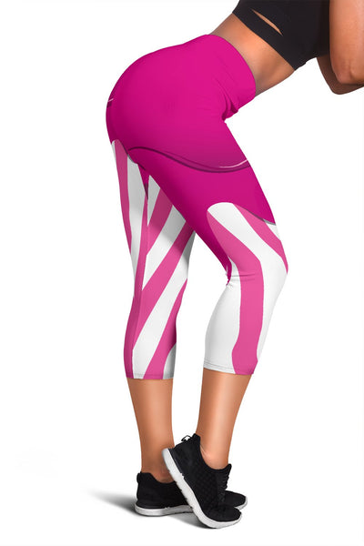 Flowing Pink Paint Zebra Women Capris