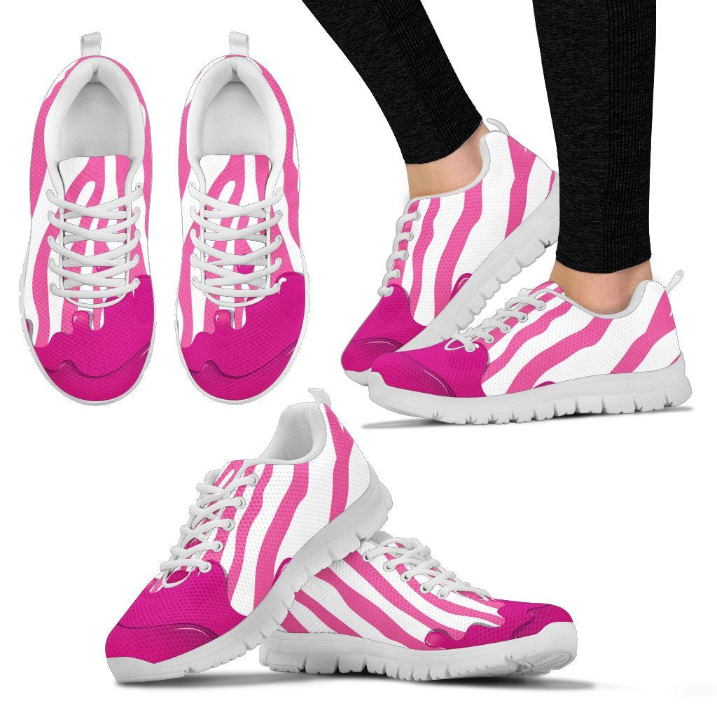 Flowing Pink paint Zebra Women Sneakers