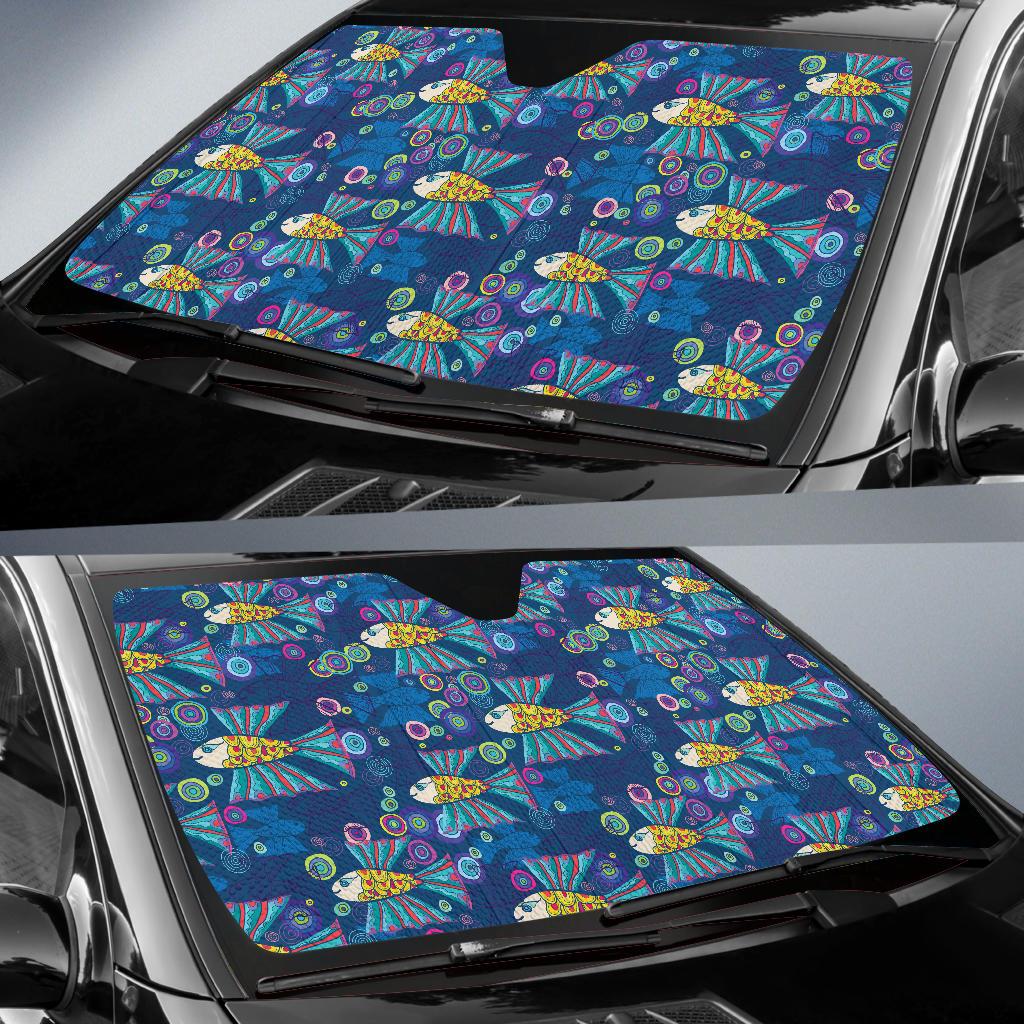 Flying Fish Pattern Print Design 01 Car Sun Shade-JORJUNE.COM