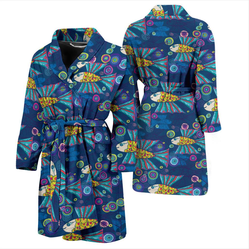 Flying Fish Pattern Print Design 01 Men Bathrobe-JORJUNE.COM
