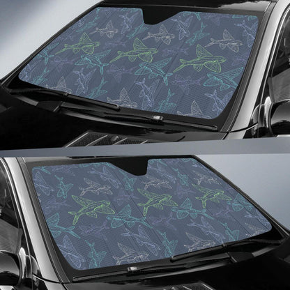 Flying Fish Pattern Print Design 02 Car Sun Shade-JORJUNE.COM