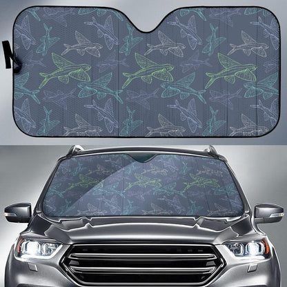 Flying Fish Pattern Print Design 02 Car Sun Shade-JORJUNE.COM