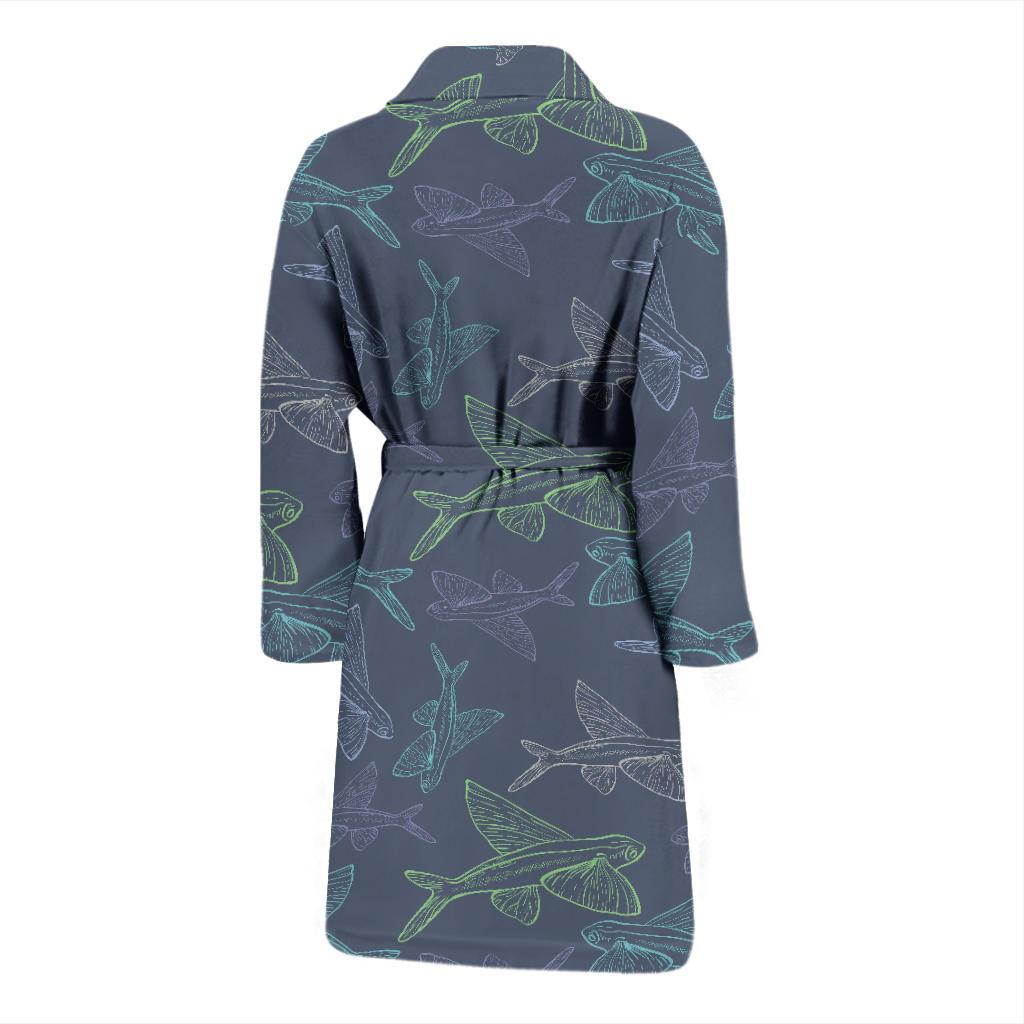 Flying Fish Pattern Print Design 02 Men Bathrobe-JORJUNE.COM