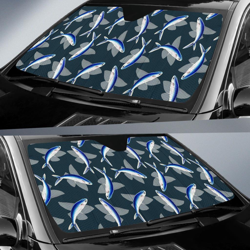 Flying Fish Pattern Print Design 04 Car Sun Shade-JORJUNE.COM