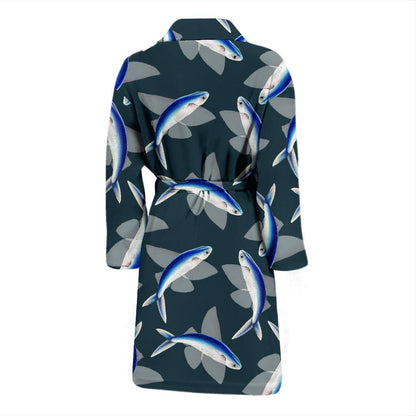 Flying Fish Pattern Print Design 04 Men Bathrobe-JORJUNE.COM