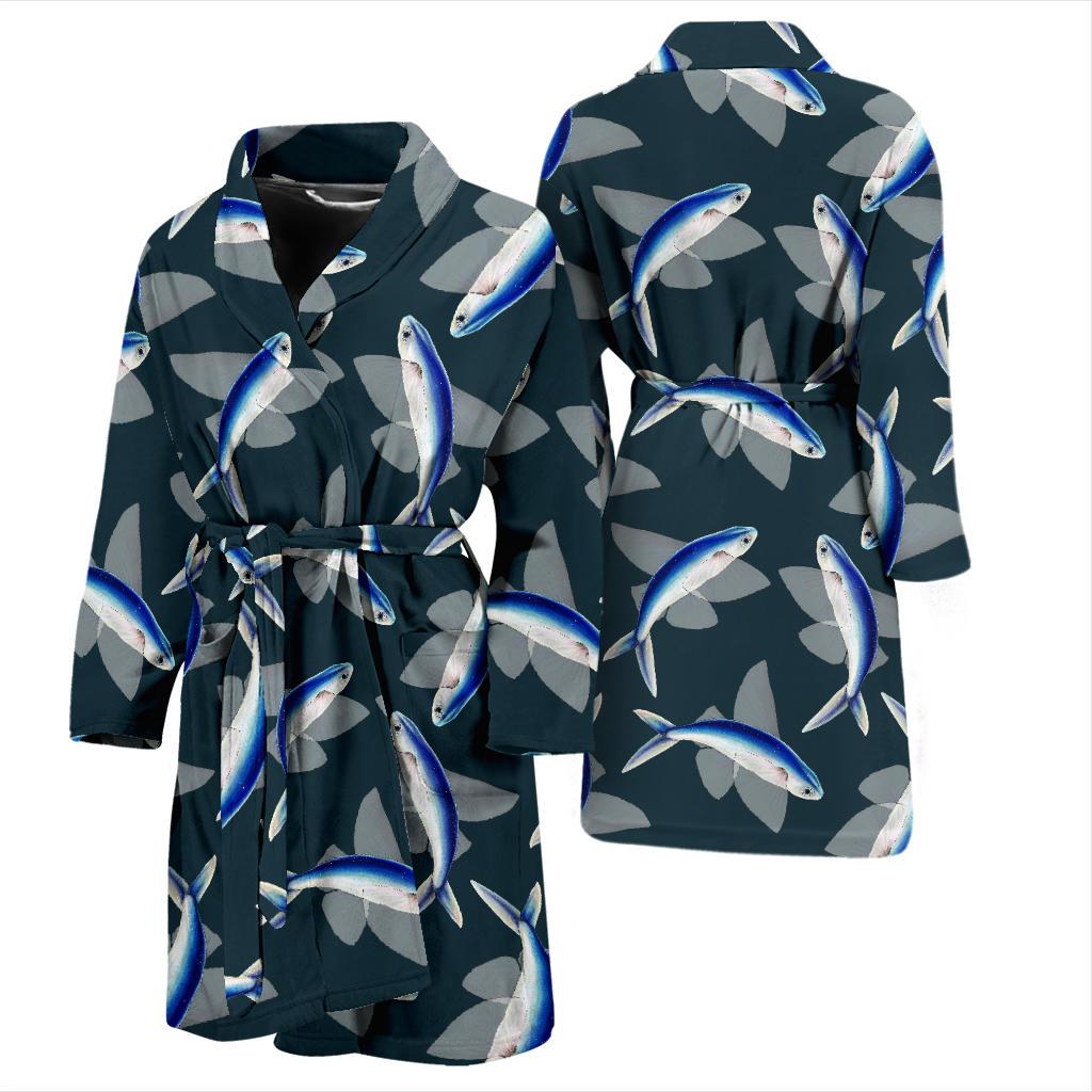 Flying Fish Pattern Print Design 04 Men Bathrobe-JORJUNE.COM