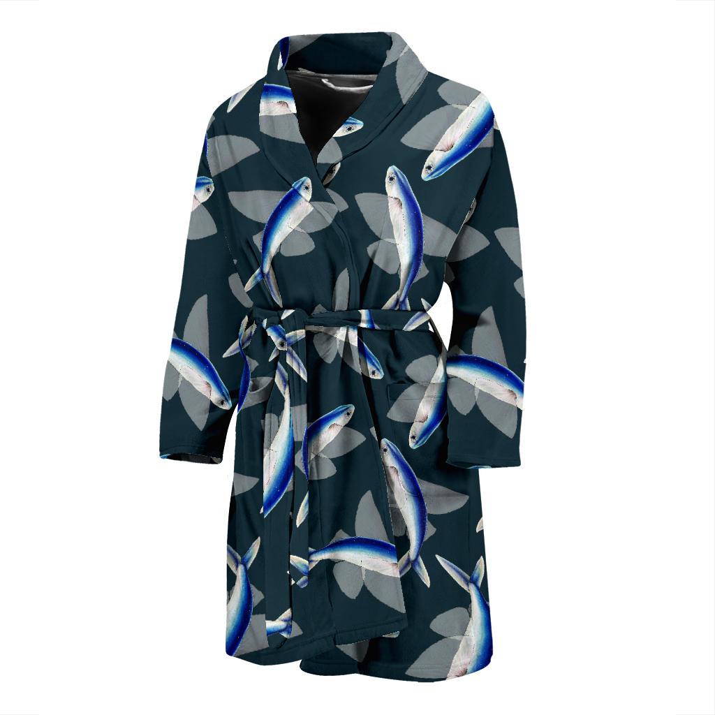 Flying Fish Pattern Print Design 04 Men Bathrobe-JORJUNE.COM
