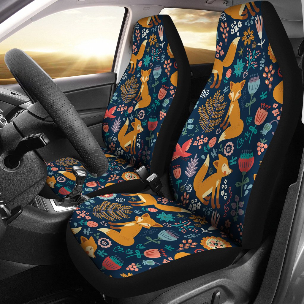 Fox Cute Jungle Print Pattern Universal Fit Car Seat Covers