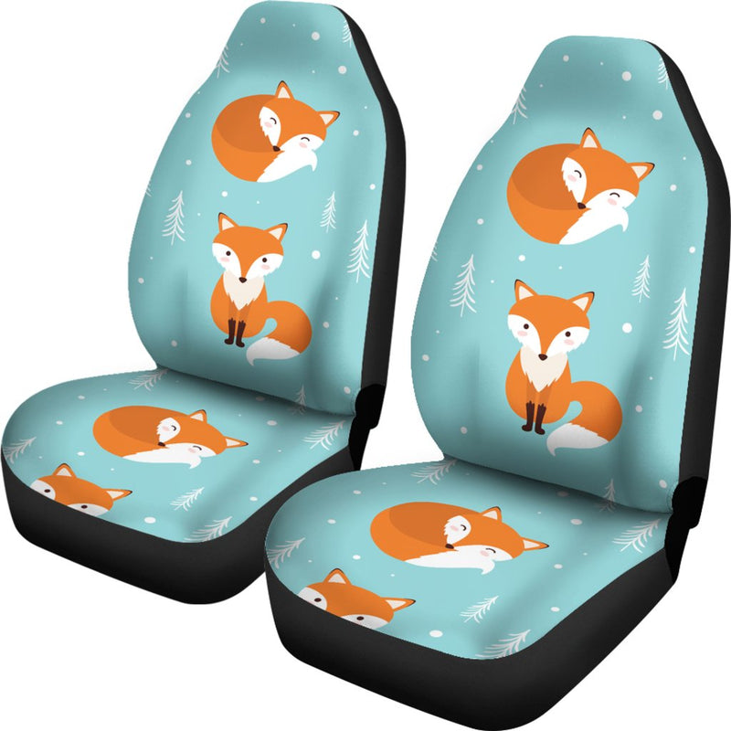 Fox Design Snow Print Pattern Universal Fit Car Seat Covers