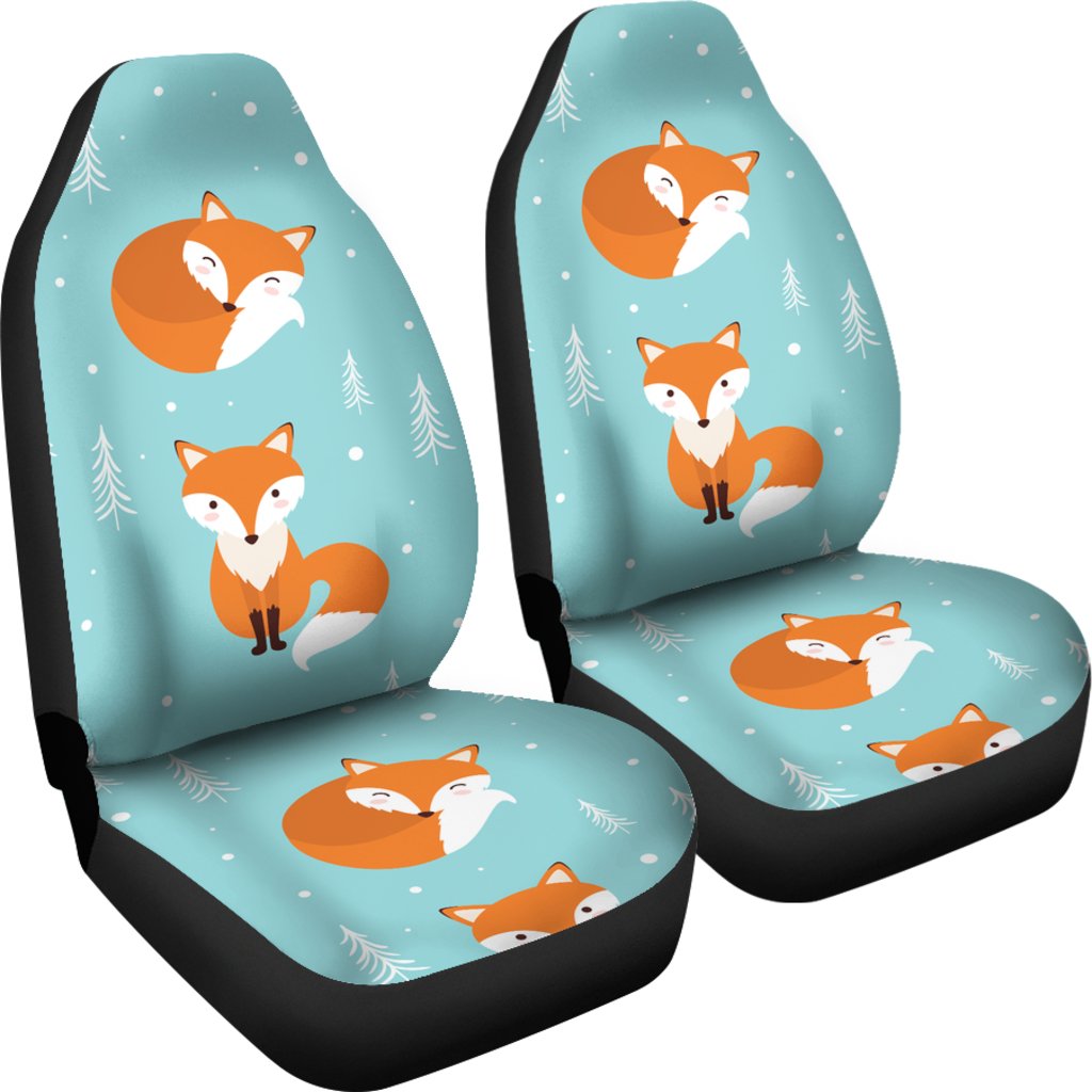 Fox Design Snow Print Pattern Universal Fit Car Seat Covers