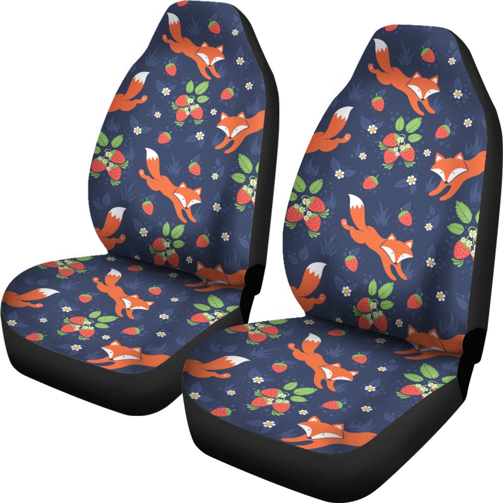 Fox Strawberry Print Pattern Universal Fit Car Seat Covers