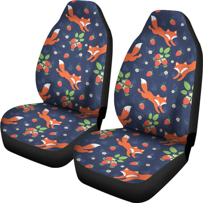 Fox Strawberry Print Pattern Universal Fit Car Seat Covers