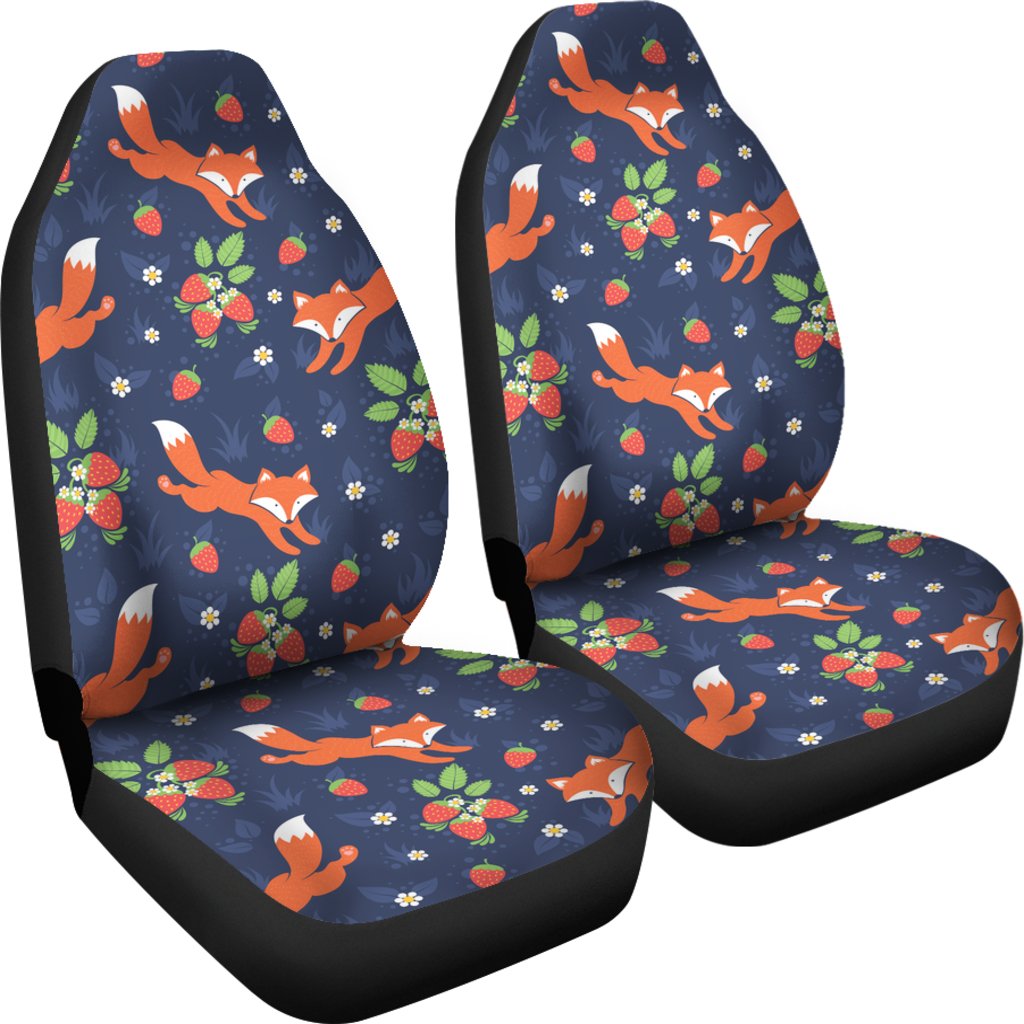 Fox Strawberry Print Pattern Universal Fit Car Seat Covers