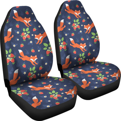 Fox Strawberry Print Pattern Universal Fit Car Seat Covers