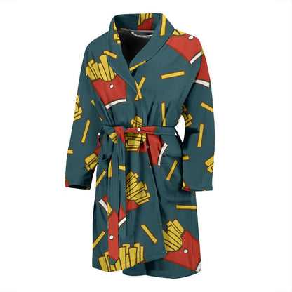 French Fried Pattern Print Design 04 Men Bathrobe-JORJUNE.COM