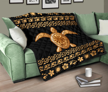 Tribal Sea turtle Polynesian Hawaiian Premium Quilt