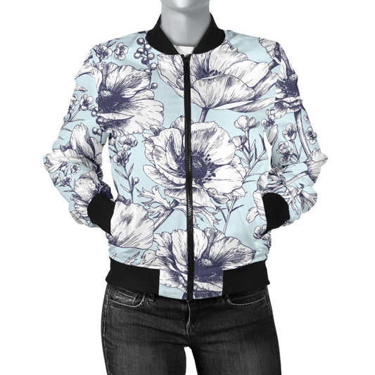 Anemone Pattern Print Design 02 Women's Bomber Jacket
