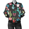 Cactus Pattern Print Design 02 Women's Bomber Jacket