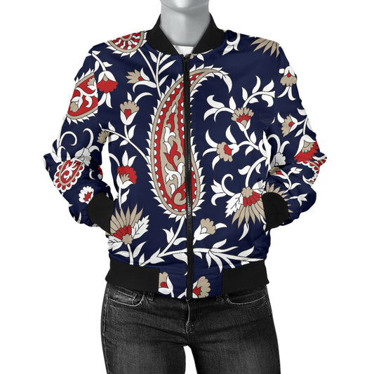 Paisley Pattern Print Design A05 Women's Bomber Jacket