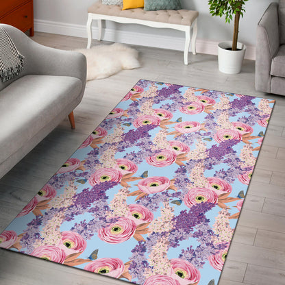 Lilac Pattern Print Design LI03 Area Rugs