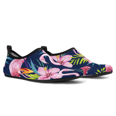 Flamingo Hibiscus Print Aqua Water Shoes