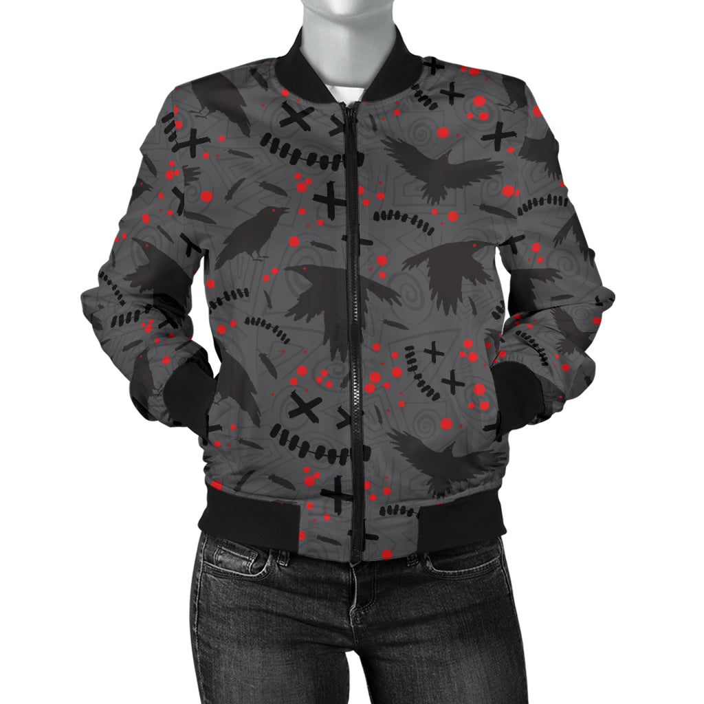 Crow Pattern Print Design 02 Women's Bomber Jacket