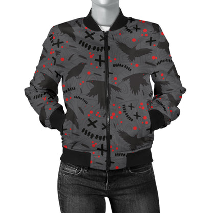 Crow Pattern Print Design 02 Women's Bomber Jacket